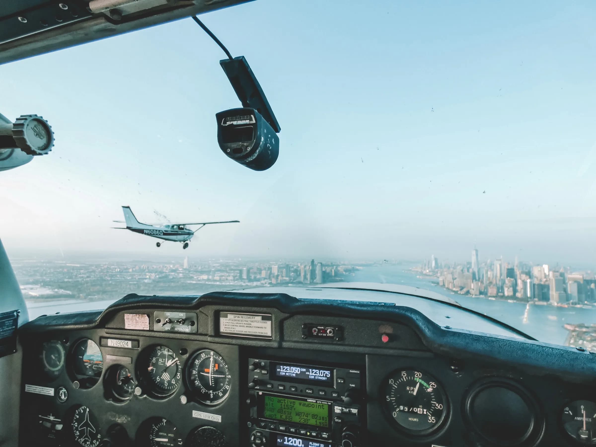 Aircraft cockpit panel in flight